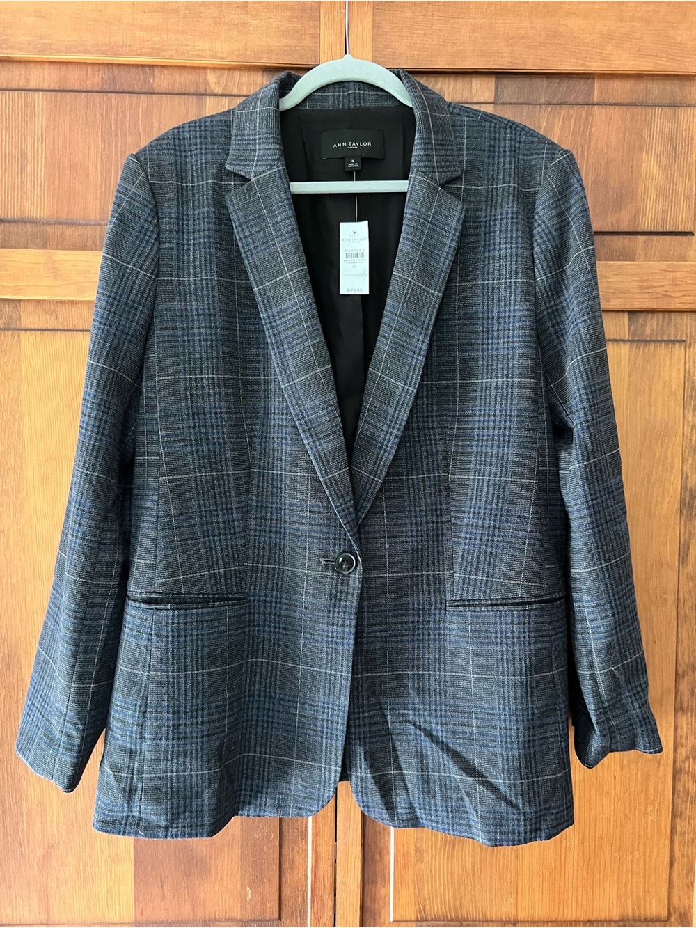 Ann Taylor Blue and Gray Single Breasted Blazer